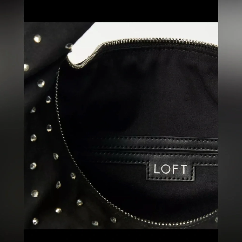 LOFT Black Velvet Sparkle Hobo Bag (Medium Size Bag)